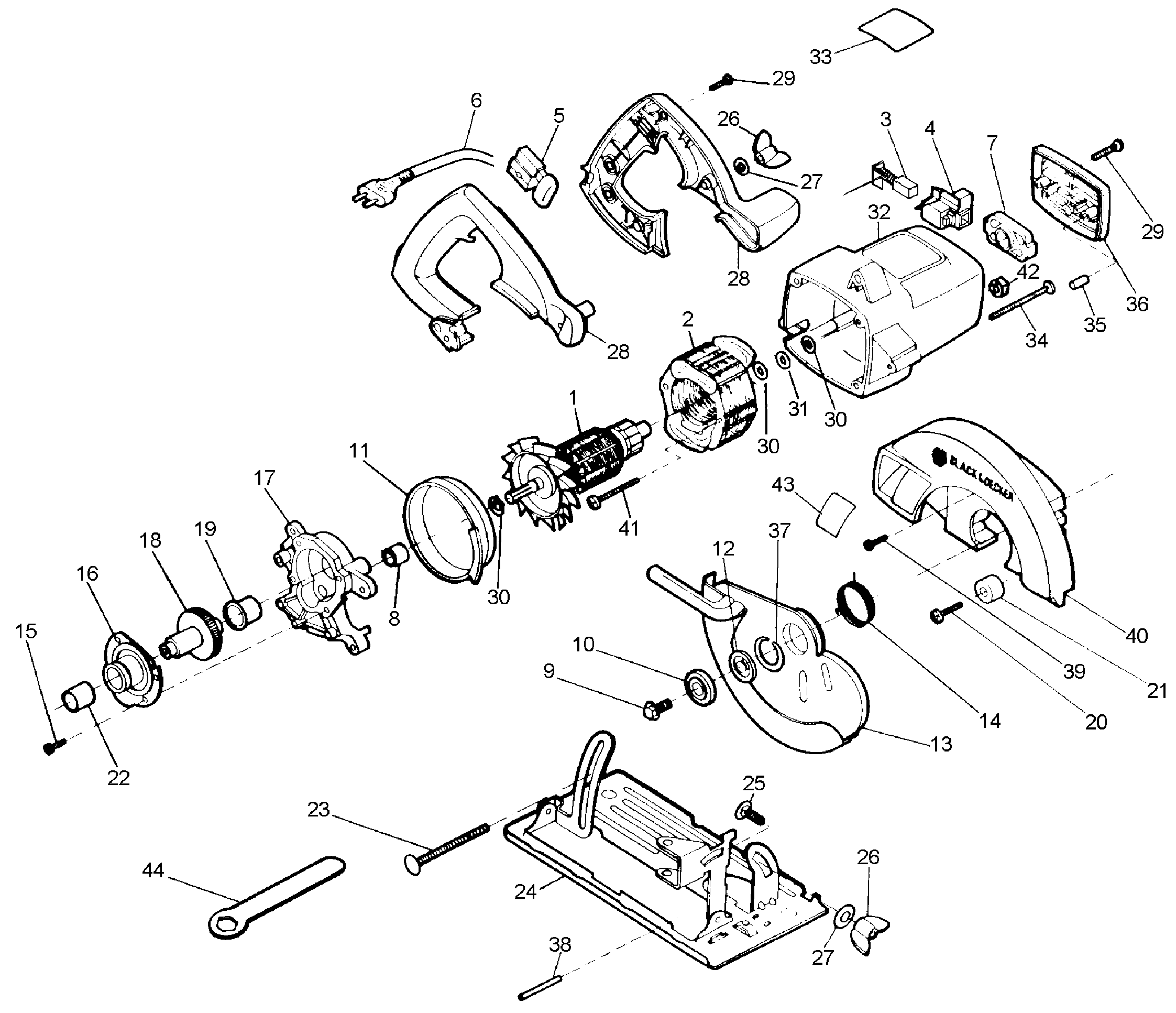 Page A Diagram and Parts List for 7359-BR 2 Black and Decker Circular Saw